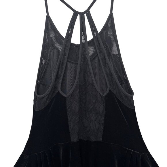 Free People Night Shade Velvet Mini Dress Black Sleeveless Strappy Halter Size S - Picture 14 of 16